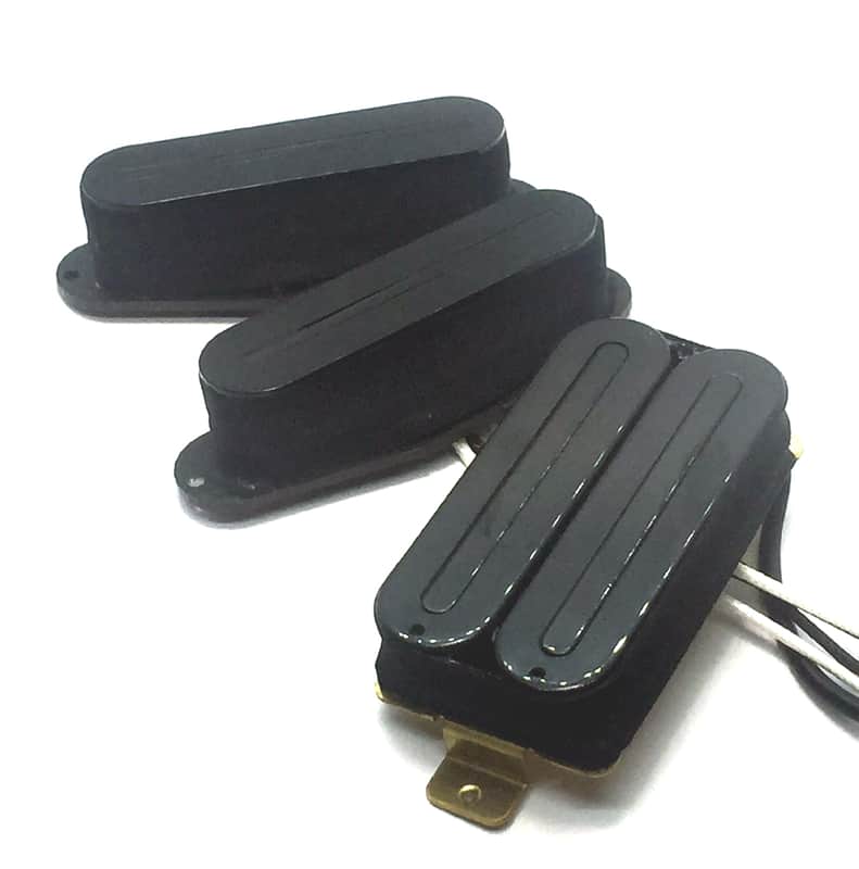Dragonfire Power Rails HSS Pickup Set, Humbucker Bridge + Single Middle & Neck, HSS/SSH Set, Black image 1