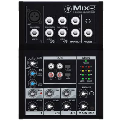 Mackie Mix5 5-Channel Compact Studio/Live Mixer + Green 10ft XLR Cable image 3