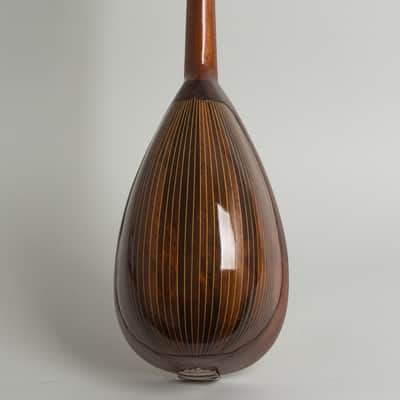 Stahl Style 6 Bowl Back Mandolin, made by Larson Brothers, c. 1910, original brown leather covered hard shell case. image 2