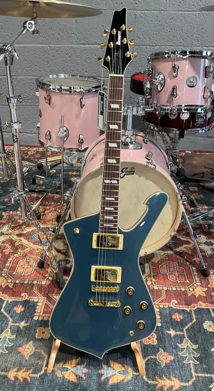 Ibanez Iceman IC420AB Electric Guitar, Antique Blue Metallic image 1