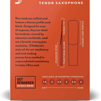 Rico Tenor Saxophone Reeds, Strength 4, 10-pack image 3