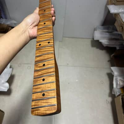 Roasted Flame Maple 30inch short scale J Bass Guitar Neck part 20 Fret 4 string image 5