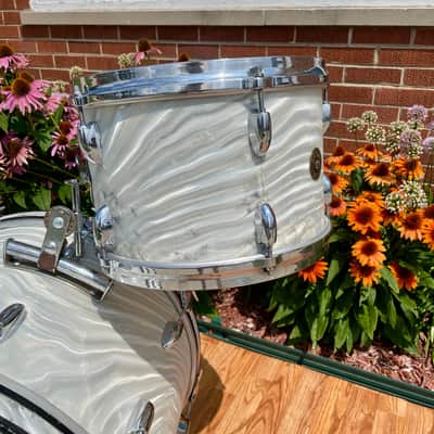 1960s Gretsch Progressive Jazz Drum Set Silver (White) Satin Flame 20/12/14 w/ Snare image 5
