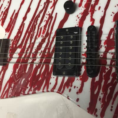 Jackson Custom Shop Star "Chris Holmes WASP" Tribute 2000's ? Blood Spatter On White / Matching Head image 8