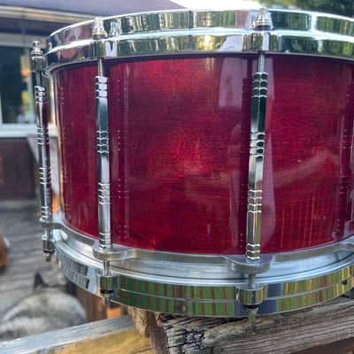 Pearl GA-914ED 14x8” Maple Fiberglass Free Floating snare 1983 - Cherry image 7