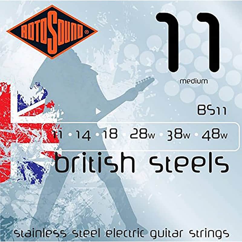Rotosound BS11 British Steels Steel Electric Guitar Strings - Medium (11 - 48) image 1