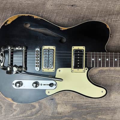 MyDream Partcaster Custom Built - Relic Black Thinline Gibson Scale Duesenberg image 3