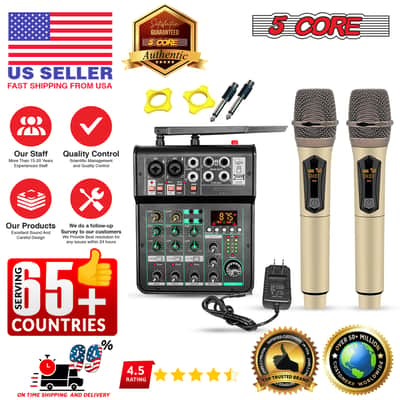 5Core Audio Mixer 4 Channel DJ Soundboard USB Interface Bluetooth Mixing Console w Repeat Delay +48V image 9