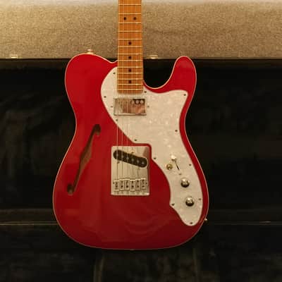 Custom Built 2021 Fender Tele Telecaster Thinline Roasted Maple Cherry Red Metallic w/White Binding image 15