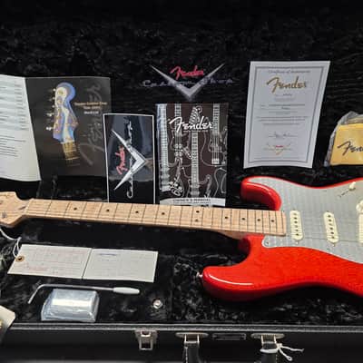 Fender Lacewood Stratocaster Custom Shop NAMM UK Showcase Tour American USA Orange Strat Turned Aluminum Aluminium Pick Guard 1 of 1 Electric Guitar image 3