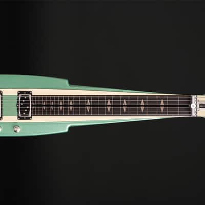 Duesenberg Fairytale Lapsteel Guitar in Harbor Green and White with Case image 2