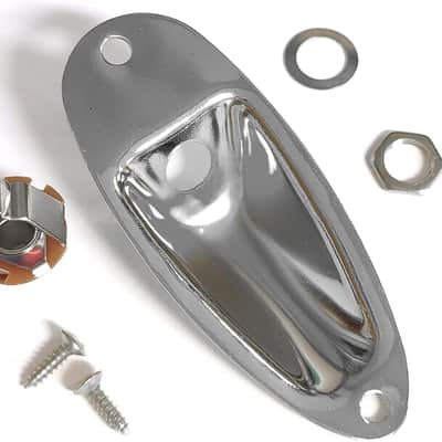 Guitar Input Jack Socket Plate Output Loaded Boat Style 1/4 Inch with Screws for Fender Stratocaster Strat St Mono Electric Guitar for Electric Guitar Replacement Parts（Chrome） image 2