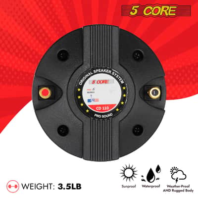 5 Core Compression Driver 1″ PA Horn Tweeter 2Pc Pro Audio 800W 1.75″ Voice Coil 20Oz Magnet 8Ohm Driver image 10