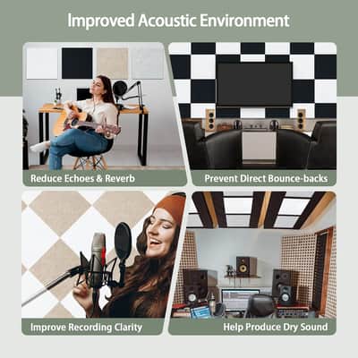 20Pcs Self Adhesive Acoustic Panels - 12 X 12 X 0.32 Inches Sound Absorbing Panels, Wall And Ceiling Decorative Sound Panels, Acoustical Treatment Felt Tiles For Home, Recording Studio image 5