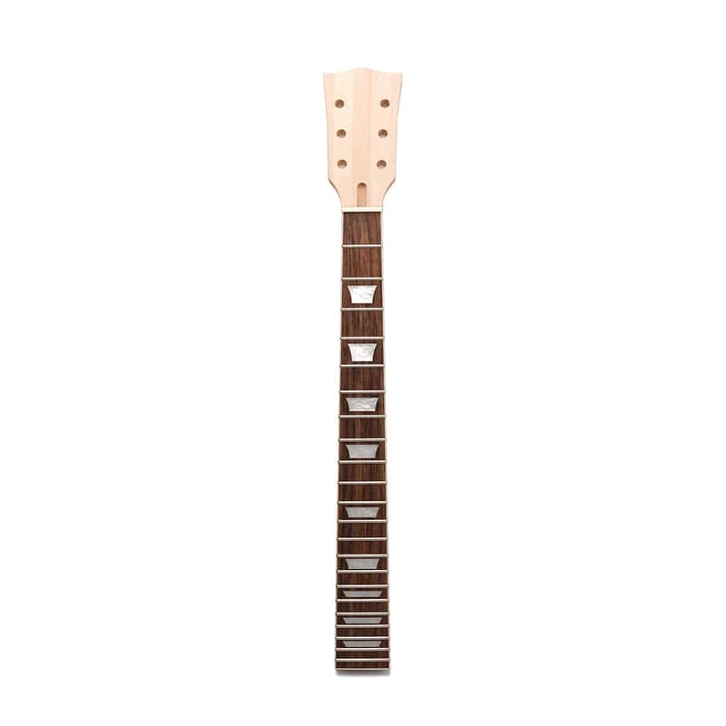 Electric Guitar Neck DIY 22 Fret Maple Neck Rosewood Fretboard with White Trapezoid Dots Inlay for LP Guitars Parts Replacement image 1