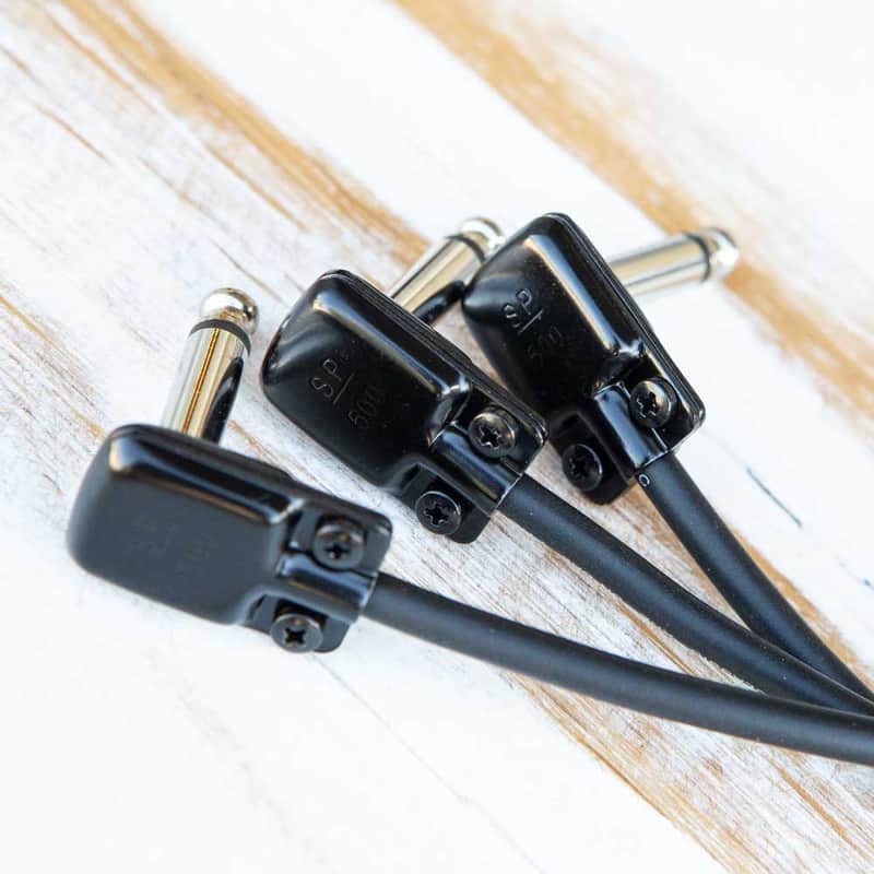 3-pack 6" Pedal Board Patch Cable 1/4" Black Squareplug SP500 Right Angle RA Van Damme XKE Pro-Patch image 1
