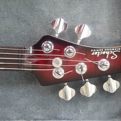 Left Handed Lefty LH Schecter Diamond Series California Custom 5 string  Bass Guitar Black Cherry image 7
