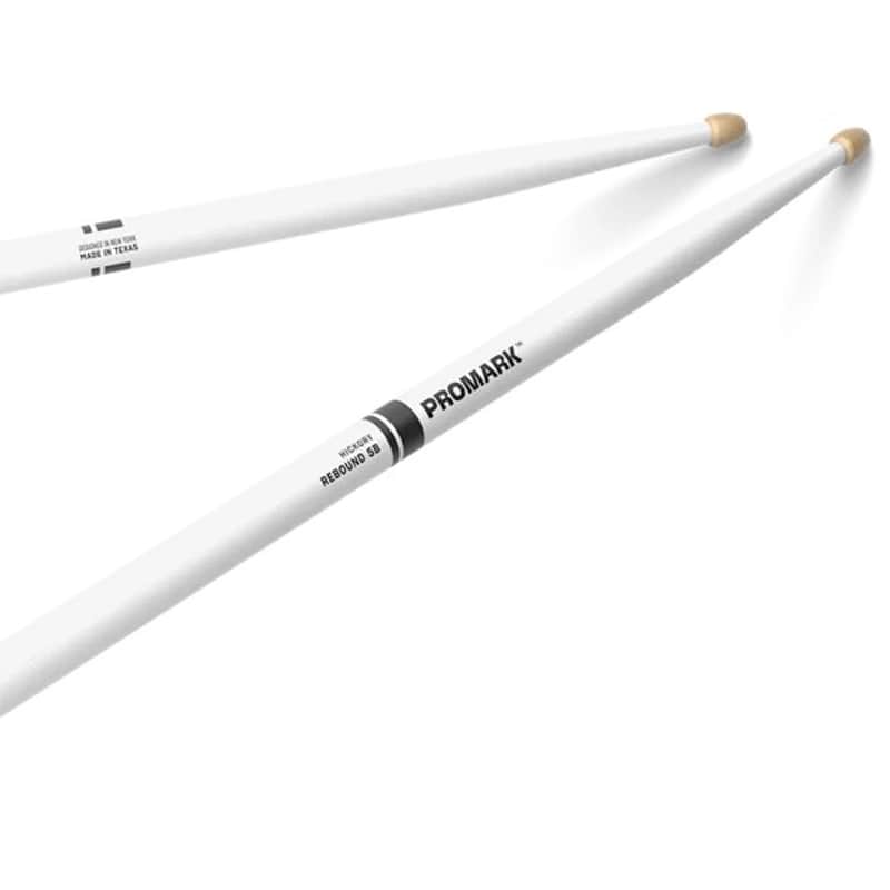 Promark Rebound 5B Painted Acorn Wood Tip Drumsticks - White image 1