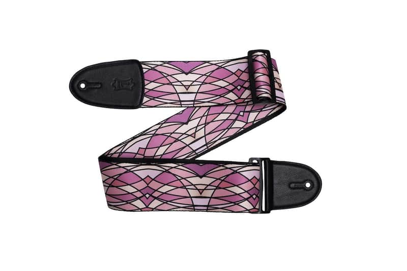 Levy’s 3″ Wide Poly Guitar Strap With Stained Glass Design In Pink image 1