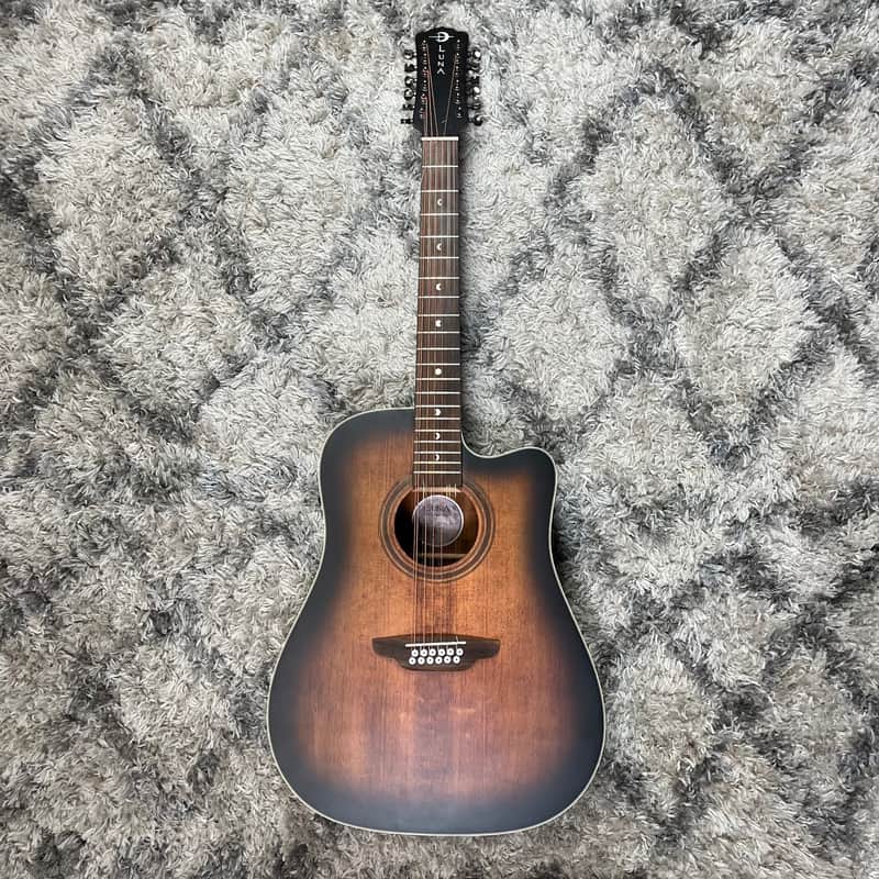 Luna Art Vintage Dreadnought 12-String Acoustic-Electric Guitar, Brownburst image 1