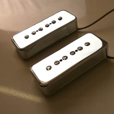 SOAP BAR P90 Pickups SET METAL CHROME PLATED Nickel Silver Cover Vintage  Gibson Epiphone Custom Shop Q image 1
