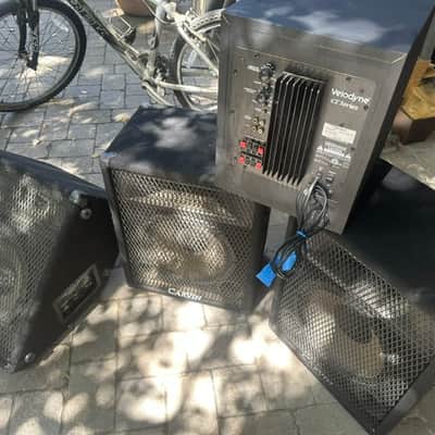 Carvin / Velodyne sound system CT-80, 230, 232 early 2000's - black, padded enclosures image 2