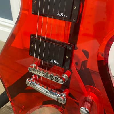 1999 BC Rich Ice Acrylic Warlock Guitar See Thru Red Lucite w OHSC image 7