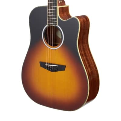 D'Angelico Excel Bowery Acoustic Electric Dread Guitar w/Bag, Vintage Sunset image 2