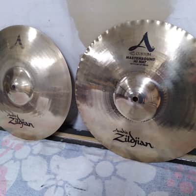 Zildjian 14" A Custom Mastersound Hi-Hat Cymbals (Pair) 1999 - Present - Brilliant image 3