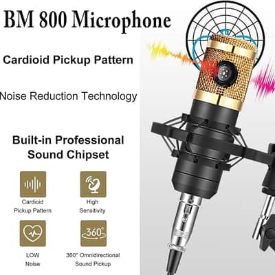 Podcast Equipment Bundle, Audio Interface with Voice Changer and BM800 Condenser Microphone, Audio Mixer Perfect for Recording, Broadcasting, Live Streaming image 3