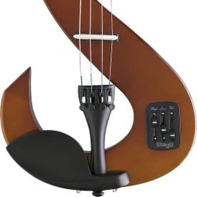 Stagg EVN 4/4 VBR S Shaped Electric Violin Set w/Soft Case, Bow, Strap, Rosin, Headphones & 9V Battery image 3