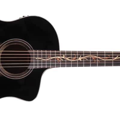Washburn Bella Tono VITE-S9V Electro Acoustic Guitar - Gloss Charcoal Burst image 1