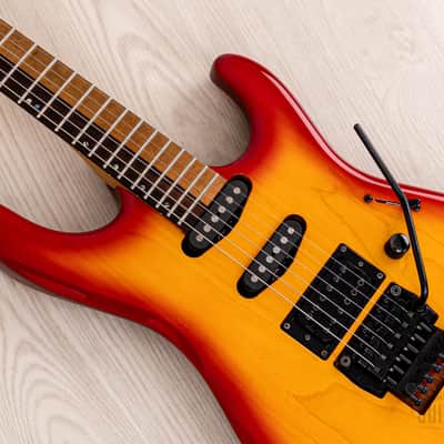 1990 Edwards by ESP Vision Alpha SSH Superstrat Cherry Sunburst w/ Floyd Rose image 7