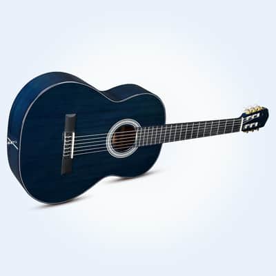 4/4 Classical Guitar, 39 Inch Full Size Nylon String Guitar for Beginner Adults, Full Classic Guitar Kit with Free Lessons, Gig Bag, Footstool, Capo, Tuner, Hanger and Strap (Glossy Blue) image 4