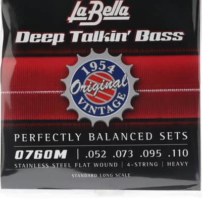 La Bella 0760M Deep Talkin' Bass 1954 Original Style Flatwound Bass Guitar Strings - .052-.110 Standard image 1