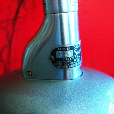 Vintage RARE 1940's Shure 70ST crystal microphone satin chrome w Shure S-36 stand 55 55S image 5