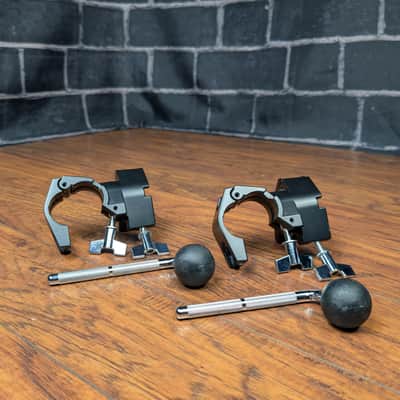 Ross Percussion Drum Rack Clamp 1.5" Multi-Purpose Adjustable 10.5" L-Rod Tom Mount (pair)- Black image 1