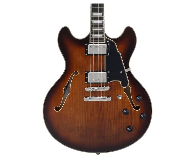 D'Angelico Premier DC Semi-Hollow Electric Guitar - Brown Burst - B-Stock image 1