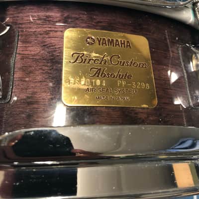 Yamaha  Birch Custom Absolute 14" x 4" Snare Black Woodgrain image 2