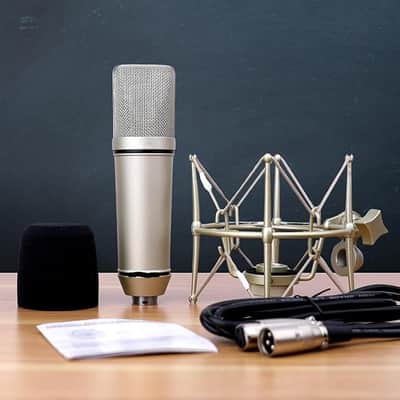 Studio Condenser Microphone, 26mm Gold Large Diaphragm Capsule, Including Foam Filter, Metal Shock Mount, XLR Cable and Mic Bag - for Singing, Vocal Recording and Podcasting image 3