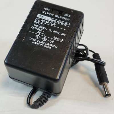 TEAC PS-30X 6V Adaptor with Voltage Selector (110V/220V), +), 600mA, for vintage recorders and cassette players image 1