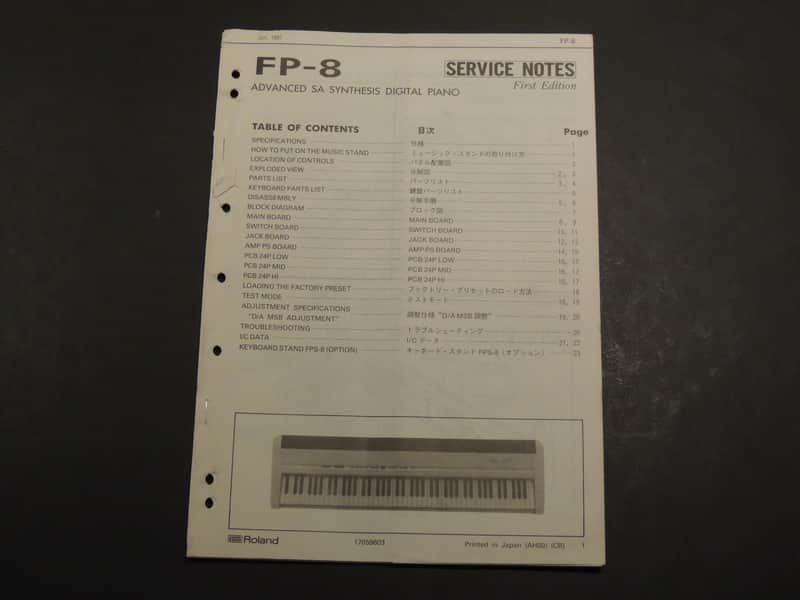Roland FP-8 Service Notes/Manual [Three Wave Music] image 1