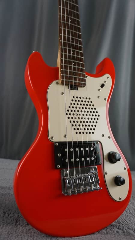 Marine Rider Travel Electric Guitar w/ Built-In Speaker – Compact Practice Guitar – Red image 1