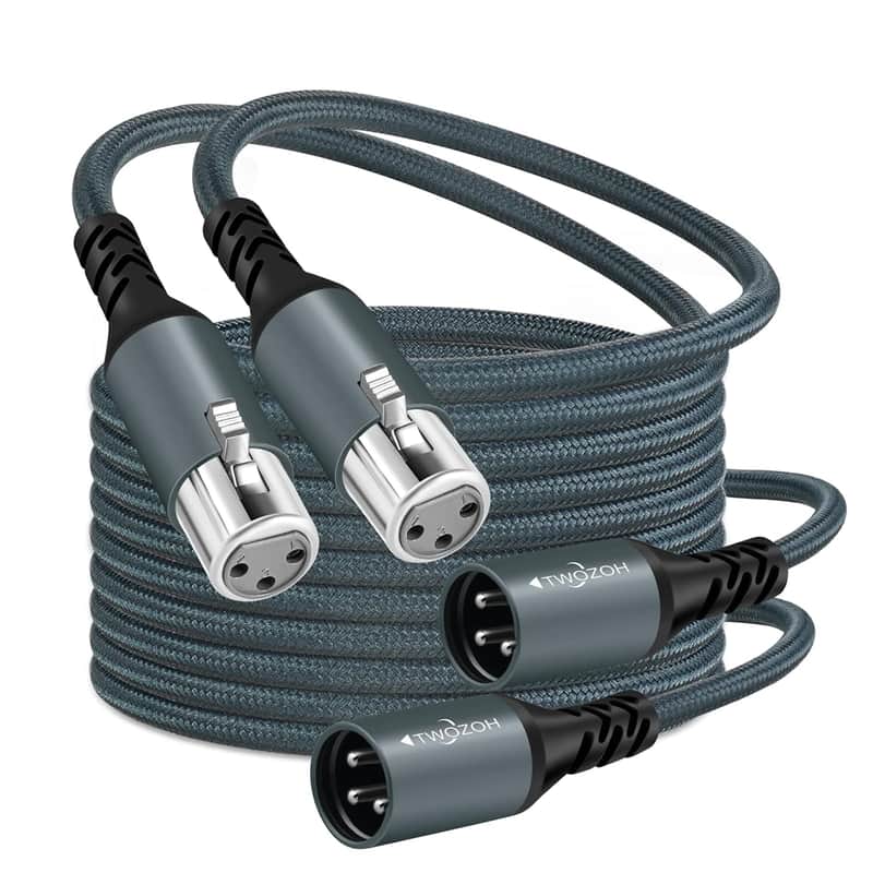 XLR Male to Female Audio Cable 0.3M 2 Pack, Braided Balanced 3Pin XLR Microphone Cable (Professional/HIFI) image 1