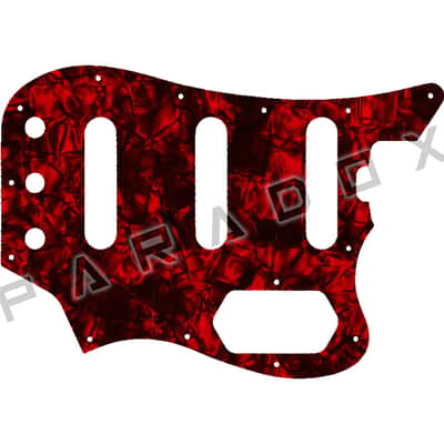 Custom Pickguard For 2023 - 2024 Made in Mexico Fender Vintera II 60's Bass VI Elite Notch - Dark Red Pearl/Black/White/Black .090" image 1