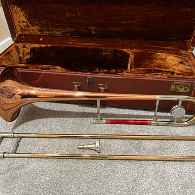 Trombone Conn Tenor 1950s - Silver plated slide and mouthpiece and rose brass bell image 1