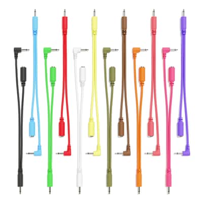 ExcelValley [12-Pack | 10 cm - 3.94"] Right Angle Hopscotch Mono Splitter Y Patch Cables TS 3.5mm 1/8" Eurorack Synth image 7