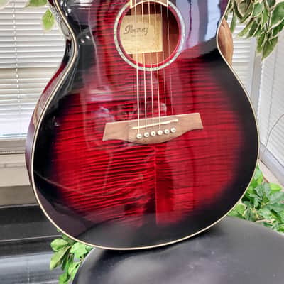 Ibanez AEG240-TRS Thinline Acoustic Electric Guitar w/ Fishman 2014 - Transparent Red Sunburst image 2