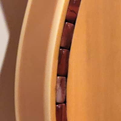 CUSTOM DESIGNED & CRAFTED - SOLID ASH STRAT STYLE W/BUTTERSCOTCH DOUBLE BOUND BODY W/RED APPLE JASPER - SERIAL #075 -  2025 image 9