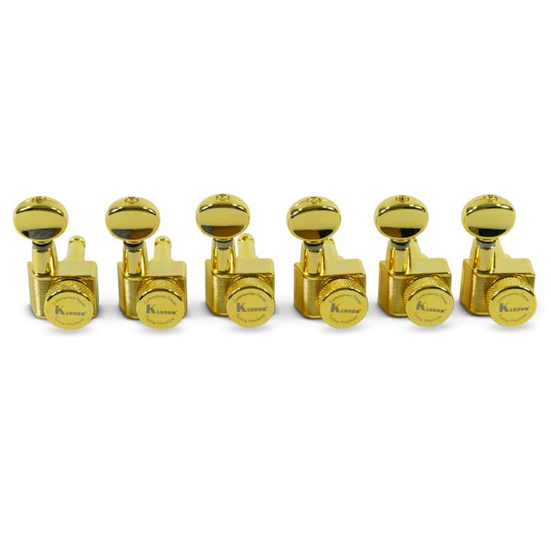 Kluson 6IL Locking Modern 2-Pin Staggered Tuning Machines Gold KCDFL-6BX-G image 1